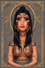 Placeholder:  Portrait female Maori Chief half colored on gold paper iron maiden Maori tribal tattoos, bow with arrows, full detail, 4k, style of Cosmopolitan