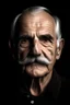 Placeholder: homme de 65 ans moustache blanche sur un fond noir