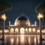 Placeholder: Hyper Realistic Al-Aqsa Mosque with garland lights decorations at Rainy Night