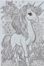 Placeholder: coloring book page of a magical cute unicorn,monochrome, black and white, sharp, sketch drawing