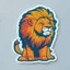 Placeholder: A sticker design in a minimalistic style featuring a caricature lion in vivid colors. The subject is presented alone on a neutral background.