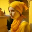 Placeholder: Neoclassicism realistic yellow orange tuscany woman