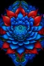 Placeholder: Psychedelic Art of a Azure-Blue Lotus with a Crimson-Red Eye for center bud