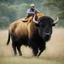 Placeholder: riding a buffalo