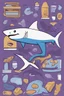 Placeholder: A purple shark in the style of bluey.