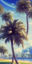 Placeholder: 1980's aesthetic vaporwave palm trees with spheres and ufo