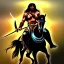 Placeholder: ultra detailed portrait of Conan the barbarian Riding a black horse, wearing armor and Sword, extremely detailed digital painting, extremely detailed face, in the style of robert e howard and Simon Bisley and Ashley Wood, mystical colors, rim light, beautiful lighting, 8k, stunning scene, raytracing,perfectly centered image, perfect composition