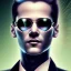 Placeholder: A beautiful portrait of man neo in the matrix, high key lighting, volumetric light high details psychedelic background