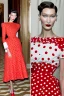 Placeholder: Royal role model! Bella Hadid channels Princess Margaret's style from her 1955 visit to Trinidad in a red polka dot dress and white gloves on the Rodarte catwalk