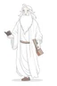 Placeholder: Disney style, white hair, white skin, white beard, coloring book, minimalism, simple lines, white background, STICKER, WHOLE BODY, A CUTE man with ajacket in his hand, long white beard, flowing hair, and long tunic, sandals, open arms, A detailed illustration, in the style of Studio Ghibli, 3D vector art, cute and quirky, fantasy art, Adobe Illustrator, hand-drawn, low-