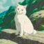 Placeholder: small white cat standing on a human hand