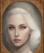 Placeholder: portrait borders ice white Princess with white hair, a crown with precious stones