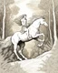 Placeholder: A centaur majestically galloping through the dense forest in the style of gustav dore, fantastical landscape, soft strokes , mythology portrait, classic painting