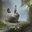 Placeholder: fantasy magic, sharp focus, illustration, highly detailed, digital painting, concept art, art germ and Paul Lewin and Kehinde Wiley, masterpiece silver slolo rabbit, dark blue aye