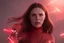 Placeholder: Wanda Maximoff, feiticeira escarlate usando traje vermelho de vestido, destruindo a realidade, governando o mundo, destruição, 4k render, dramático, cinematográfico, poderes destruindo tudo, expressão brava