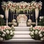 Placeholder: Hyper Realistic Beautiful Traditional Wedding Stage decorated with tulips & White roses at Night