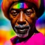 Placeholder: masterpiece, best quality, old man, dark skinned, sparkling eyes, fluorescent skin, colorful makeup, afro, head shot, highly detailed body, sun light, 4K, RAW, depth of field, high contrast, realistic details, 24mm