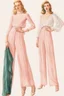 Placeholder: A pair of wide-legged pants in a soft pink chiffon. The pants would have a high-waisted silhouette and flowing drape. The waistband would be embellished with delicate beading and sequins. The pants could be paired with a variety of tops, such as a simple white camisole or a more embellished blouse.