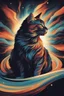 Placeholder: high quality, beautiful and fantastically designed silhouettes of colorful cat due to gravitational waves, beautifully designed wavelengths, very weak vibrations caused by fluctuations in the gravitational field of the universe, wave nature, stretching and compression, by yukisakura, awesome full color,