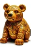 Placeholder: A yellowish orange colored earth elemental bear designed in Mayan architecture painted by Antoni Gaudi