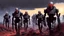 Placeholder: {{{Bio-engineered undead cyborg army marching}}} machine soldiers, hazmats, tactical wear, gas creepy landscape, techno gothic visual composition, science fiction painting, Denis Sarazhin, Alex Colville, Simon Stålenhag, Neil Blomkamp, Frank bowling, Christopher Shy, Alejandro Burdisio, RAW, gritty, high contrast, atmospheric horror art, gripping and suspenseful, vivid, neon overlay, narrative art, textured, dramatic, surreal horror, gestural, retro futuristic nightmarish art, apocalyptic art