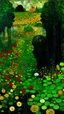 Placeholder: Dark emerald green wetlands with vegetables painted by Gustav Klimt