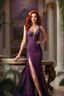 Placeholder: elegance, beautiful woman, 18 years old,front view, tiny, luxuriant, center, single luxuriant purple dress, red hair, render indoor palm, white background,32k, ultra high definition,realistic, white background, clipart, thomas kinkade, blushing, masterpiece, unique, breathtaking, Best Artist, Cinematography, Soft Lighting, Cute and well loved, Creative, Ultra detailed