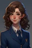 Placeholder: Lila is a young woman with a slender frame and an aura of quiet confidence that radiates from her every step. Her chestnut curls cascade down her back in gentle waves, framing a heart-shaped face adorned with warm, hazel eyes that sparkle with curiosity and determination. She is dressed in a neatly tailored, navy-blue apprentice's uniform, complete with a crisp white blouse and a vest adorned with intricate golden embroidery