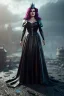 Placeholder: Lisa Ann as evil queen in black leather gown, cleavage, angry, stern look, unreal 5, octane render,cinema4d, dynamic lighting, dramatic lighting, 4k, redshift render, highly detailed, hyper realistic