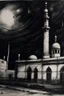 Placeholder: gaza mosque drawing by starry night style in charcoal