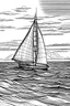 Placeholder: A sailboat glides gracefully across the endless expanse of a tranquil, azure ocean, its sails billowing in the gentle breeze. The vastness of the open sea stretches as far as the eye can see, offering a profound sense of boundless freedom and adventure..coloring book page, simple and clean line art, adult drawing book, black and white, crisp black lines, no shades, sharp lines, coloring book for adults, cartoon style, landscape