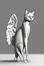 Placeholder: One single mature cat, huge folded wings,standing, wearing clothes, Vienna, friendly, sunny day, model style, hyper realistic, extremely accurate, delicate, extremely detailed, Graphic novel style, wide-angle, open aperture, superfine pencil