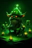 Placeholder: an image of a huge green glowing gnome with 6 flying spiders following him