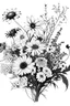 Placeholder: wild flowers bouquet drawing black and white