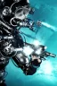 Placeholder: diver like a cyborg,with a gun,hi quality detail,textures,cinematic,aqua