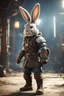 Placeholder: portrait of fast viking rabbit with helmet & boots in fallout 4 setting, bokeh, downlight, prize winning, depth of field, cartoon