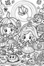 Placeholder: coloring pages for kids, Texto " Lisbeth Del Valle " en alta definición, caracterizado al estilo de Cute hello kitty, halloween y flores, ilustración, mariposas,renderizado 3d, vibrante, 3d render, typography, cartoon style, thick lines, low detail, black and white, no shading, --ar 85:110