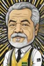 Placeholder: Caricatura chibi de Luis Ignacio Lula da Silva presidente de Brasil, serio, calidad ultra, hiperdetallado, color blanco, negro y amarillo, increíble obra de arte, formas y líneas estilizadas