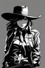 Placeholder: Female gunslinger, cowboy hat, revolver, anime