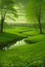Placeholder: A green prairie with a river painted by John Atkinson Grimshaw