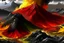 Placeholder: acidic soil with lava and mountains , red white yellow black colors , magic the gathering style, hyper realistic style