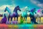 Placeholder: fantasy horses of different colors standing on a field