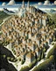 Placeholder: A white village in the sky painted by MC Escher