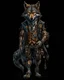 Placeholder: anthropomorphic wolf full body art illustration black background