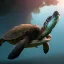 Placeholder: Warrior Turtle,deep water unreal 5, octane render, cinema4d, redshift render, hyper realistic, cenematic, vibrancy, synthwave, retouch, centered, dynamic lighting, dramatic lighting, 4k, highly detailed, attractive beautiful, realistic, virtual reality, epic composition, holographic,