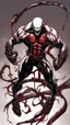 Placeholder: Venom symbiote with kratos red tattoos and Clothes, holding blade of choice