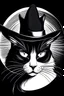 Placeholder: Create an image vector representing the timeless allure of a black cat with a striking white casque perched atop its head, symbolizing mystery, elegance, and a touch of whimsy that transcends generations