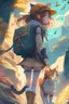 Placeholder: a girl and Cat on an Adventure, 4k, full detail, high resolution, digital art, anime, perfect drawing