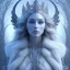 Placeholder: portrait of the most gorgeous, stunning, beautiful ice goddess with large wolf, intricate crystal ice crown, large wolf, 8k resolution, high-quality, fine-detail, ornate, digital art, detailed matte, volumetric lighting, brian froud, howard lyon, selina french, annie stokes, lisa parker, greg rutowski,