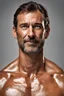 Placeholder: Portrait of incredibly graceful middle age Gym body wellness wet naked man, brown hair, no beard, reflecting the modern day with his impression, casual dress and cheerful looking photorealistic photography, realistic, handsome